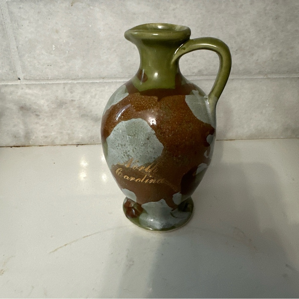 P.C.A Handcrafted Pottery Vase Small Pitcher Marked North Carolina   Handle USA